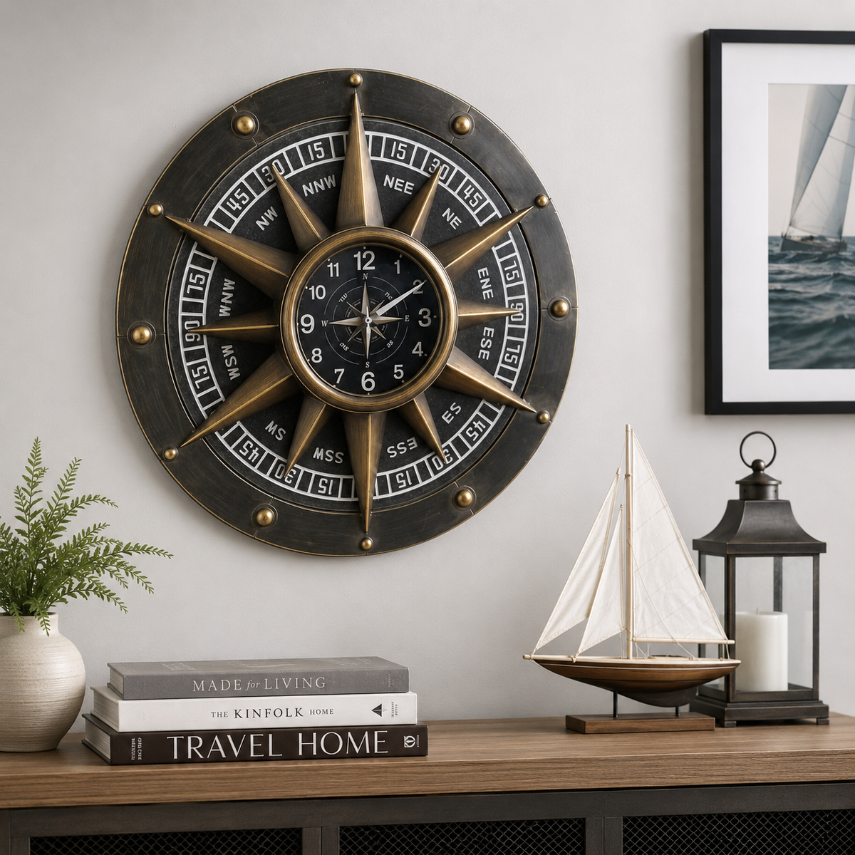 Wall Clock - Compass Metal Wall Clock