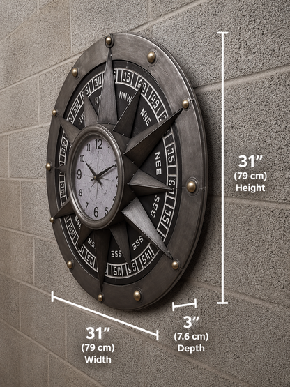 Wall Clock - Compass Metal Wall Clock