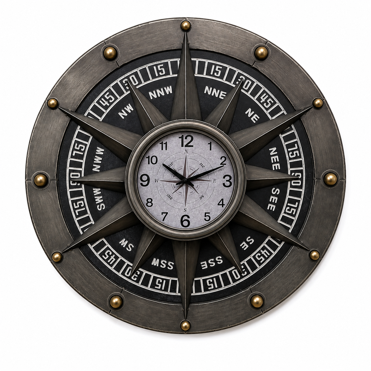 Wall Clock - Compass Metal Wall Clock