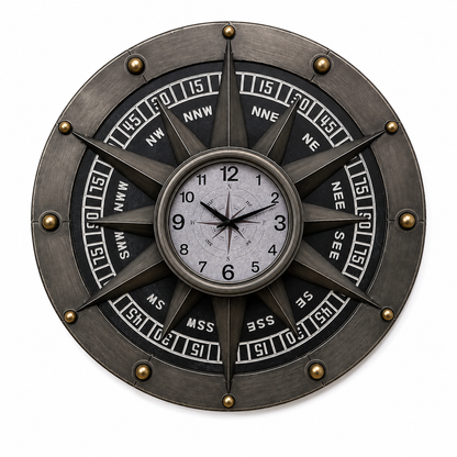 Wall Clock - Compass Metal Wall Clock