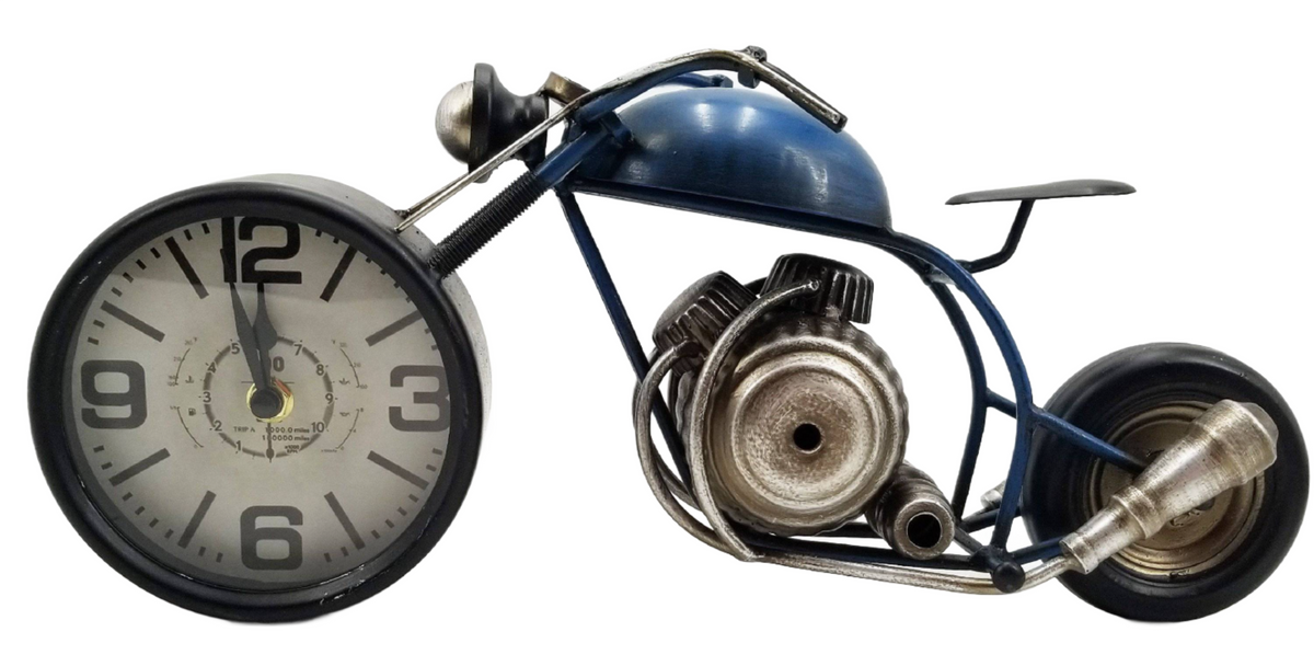 Table Clock - Motorcycle Blue Table Clock