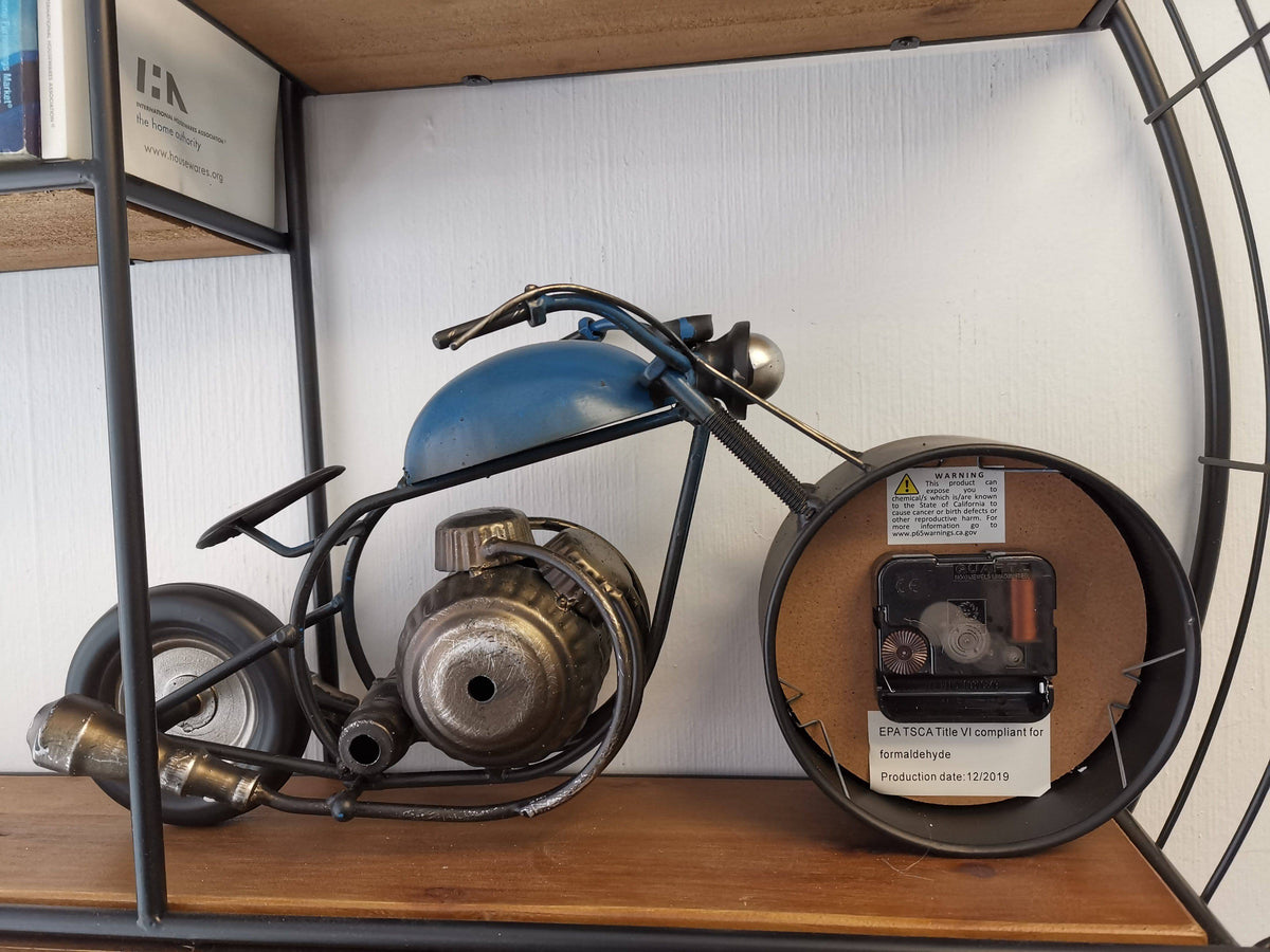 Table Clock - Motorcycle Blue Table Clock