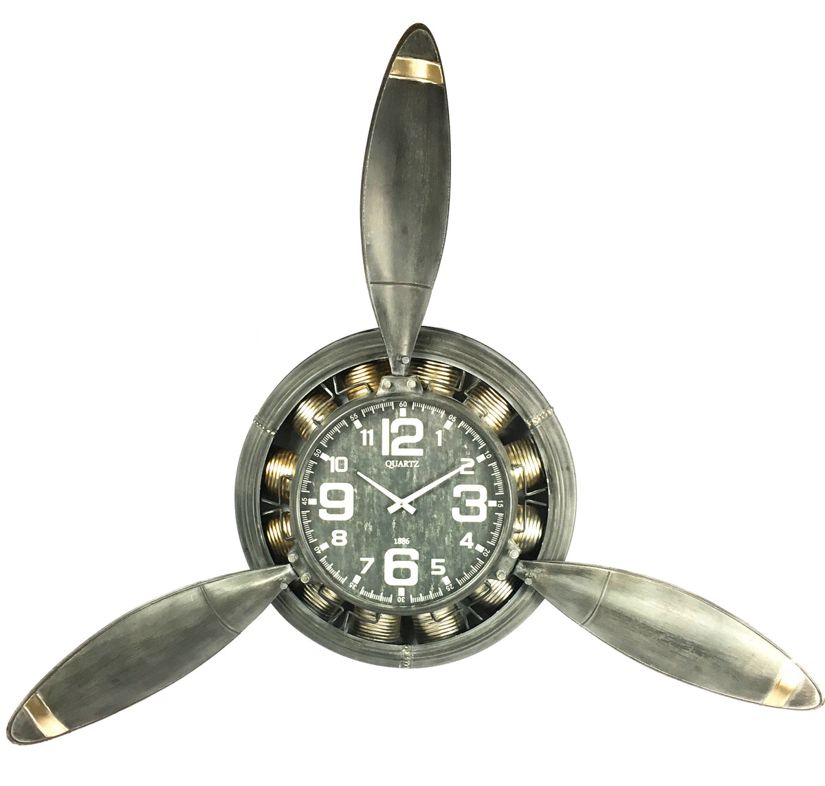 Metal Airplane Propeller Wall Décor Clock