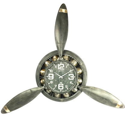 Metal Airplane Propeller Wall Décor Clock