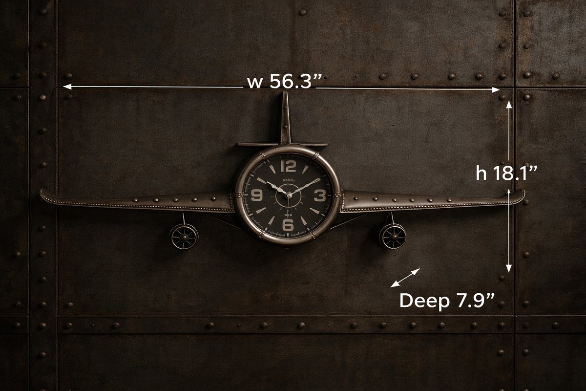 Wall Clock - Metal Medium  Vintage Fighter Jet Wall Clock