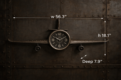 Wall Clock - Metal Medium  Vintage Fighter Jet Wall Clock