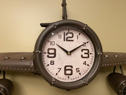 Wall Clock - Metal Medium  Vintage Fighter Jet Wall Clock