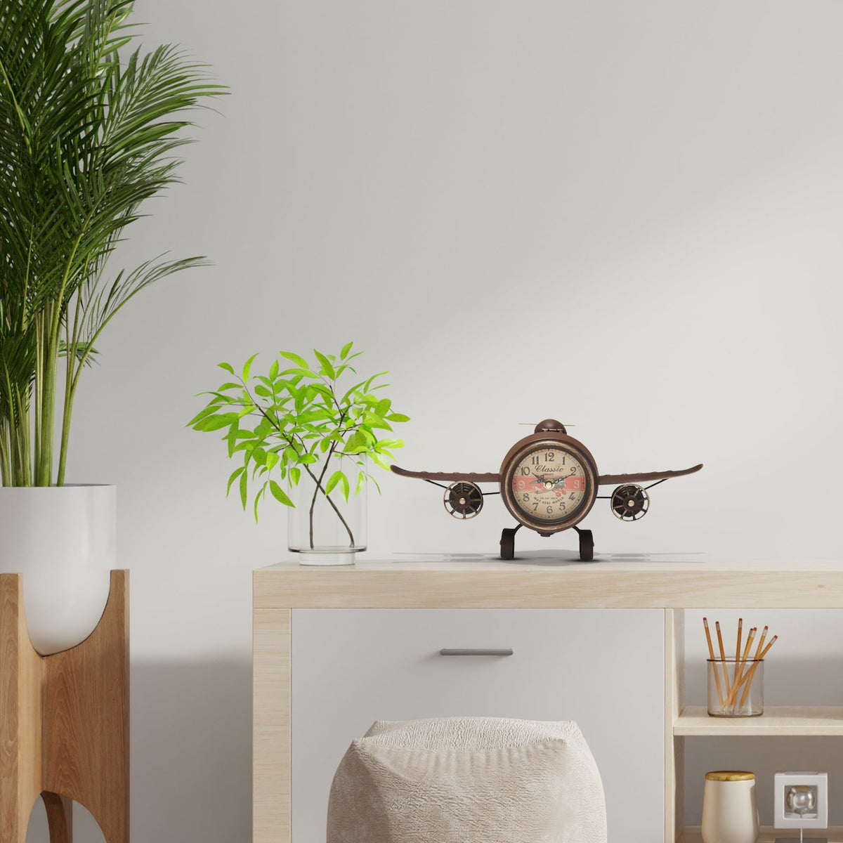 Table Clock - Rustic Vintage Airplane Table Clock