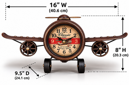 Table Clock - Rustic Vintage Airplane Table Clock