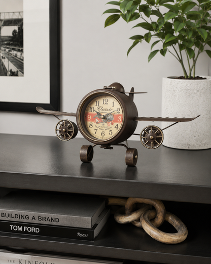 Table Clock - Rustic Vintage Airplane Table Clock