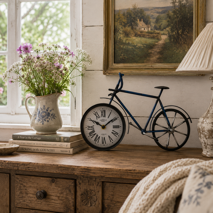 Wall/Table Clock - Roman Numbers Bike Table Clock