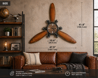 Airplane Propeller Wall Clock Small