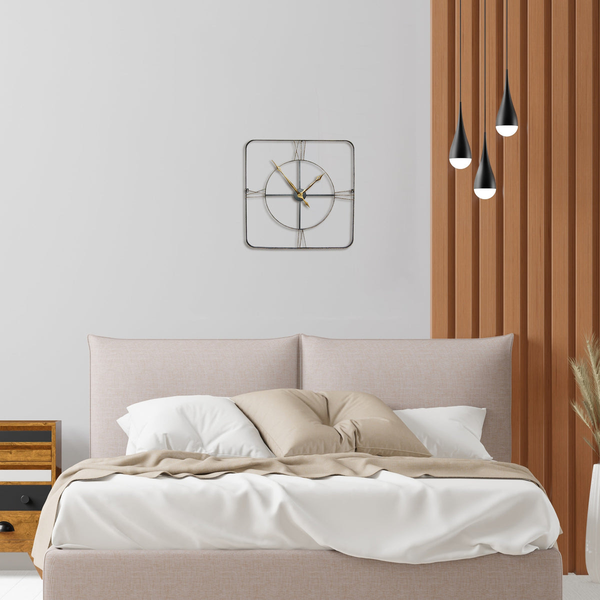 Wall Clock - Square Wrought Iran Antique Wall Clock