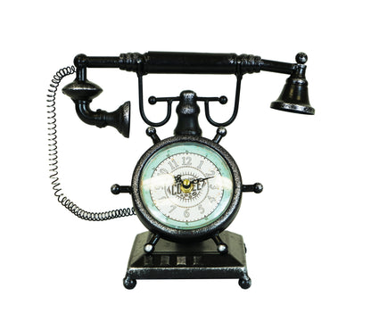 Table Clock - Distressed Bronze Vintage Telephone Table Clock