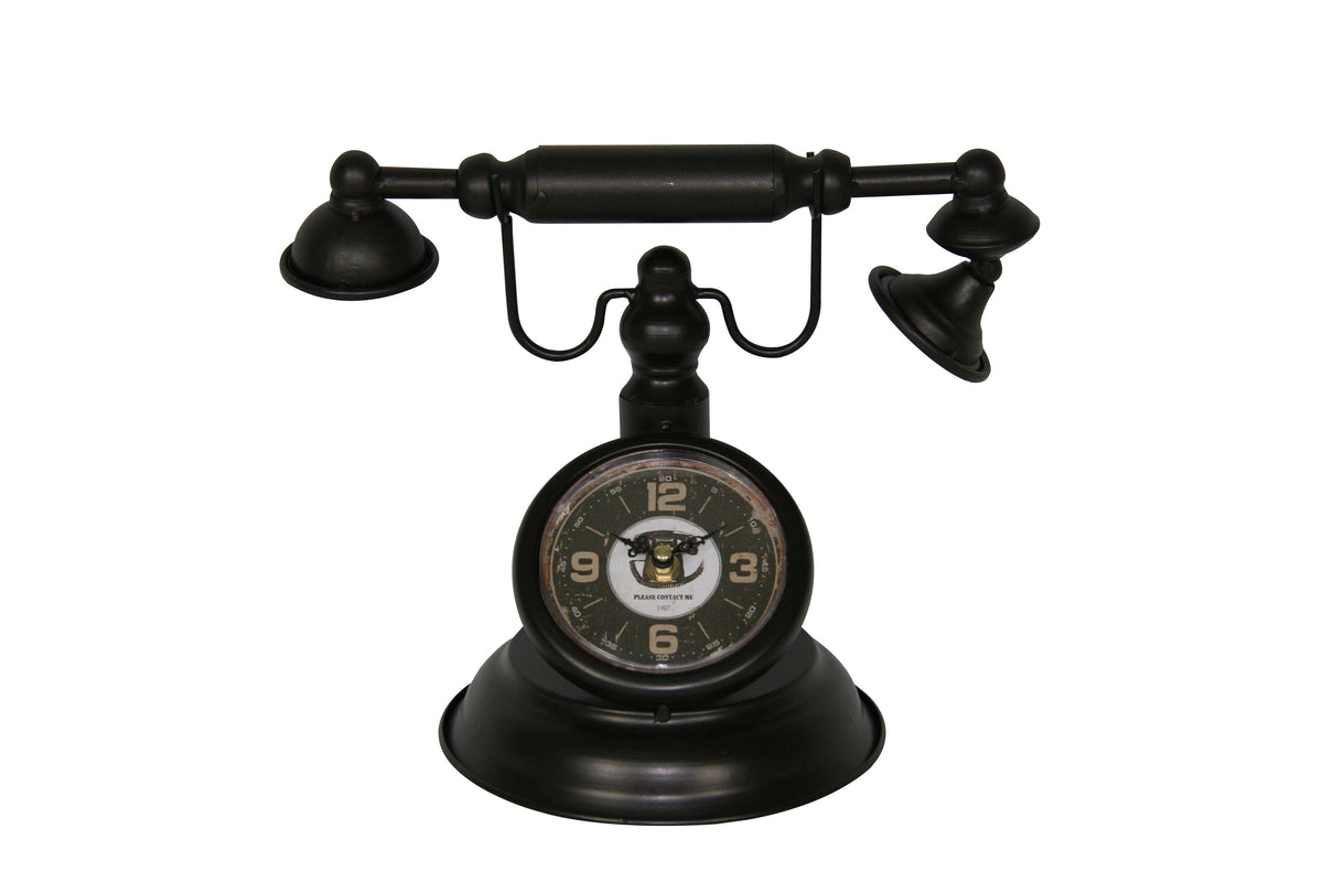 Distressed Bronze Vintage Telephone Table Clock