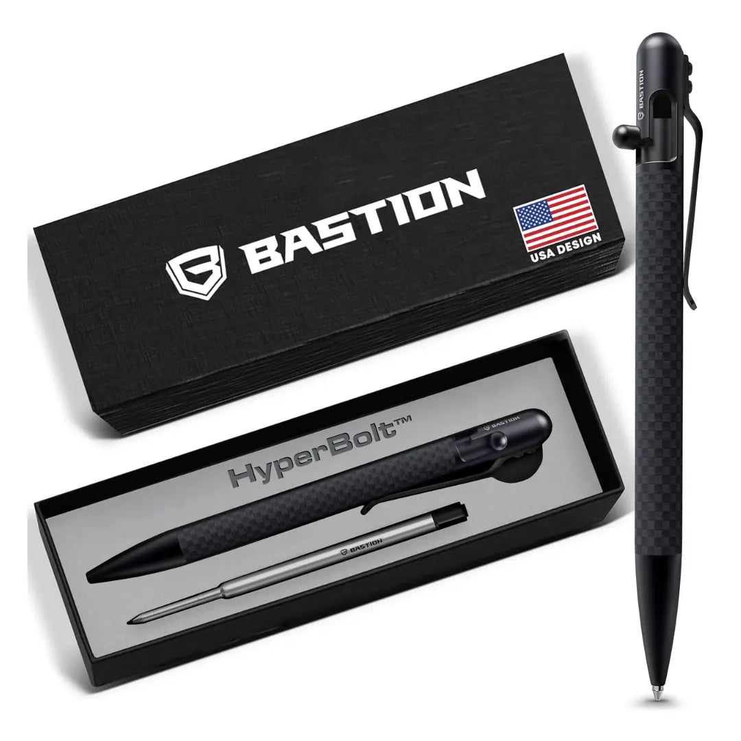Carbon Fiber and Stainless Steel - Slim Bolt Action Pen by Bastion®