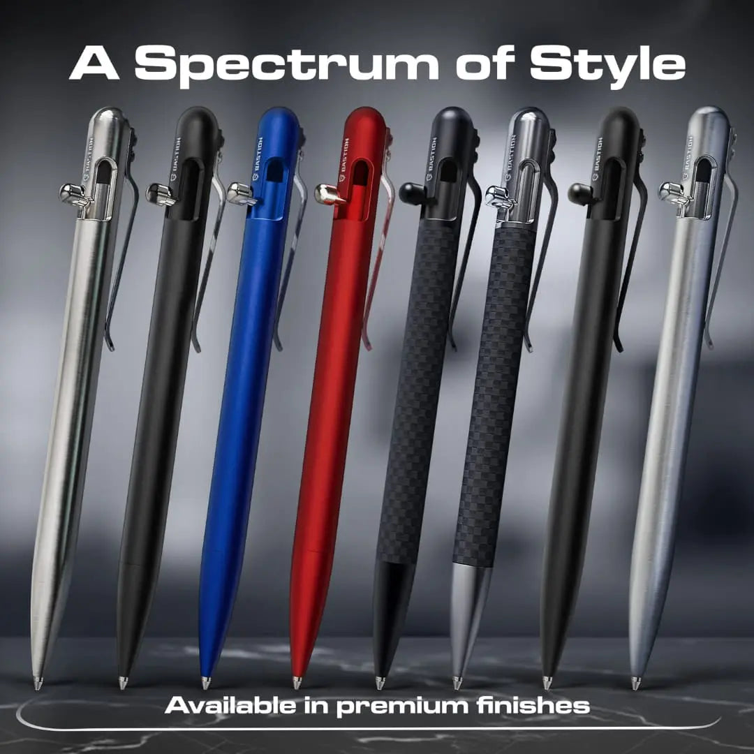 Carbon Fiber and Stainless Steel - Slim Bolt Action Pen by Bastion®