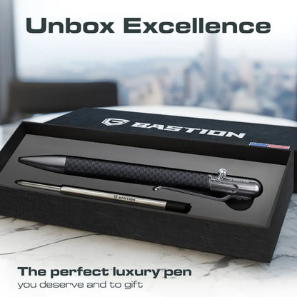 Carbon Fiber and Stainless Steel - Slim Bolt Action Pen by Bastion®