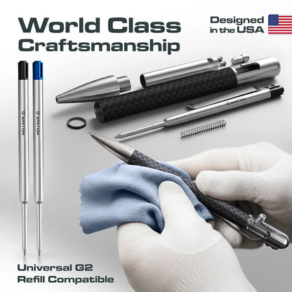 Carbon Fiber and Stainless Steel - Slim Bolt Action Pen by Bastion®