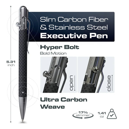 Carbon Fiber and Stainless Steel - Slim Bolt Action Pen by Bastion®