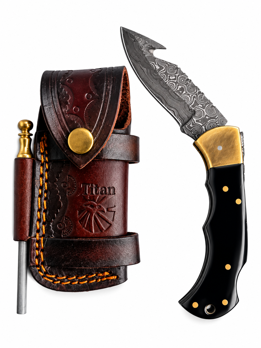 RidgeHunter Damascus Folding Knife TKT-25