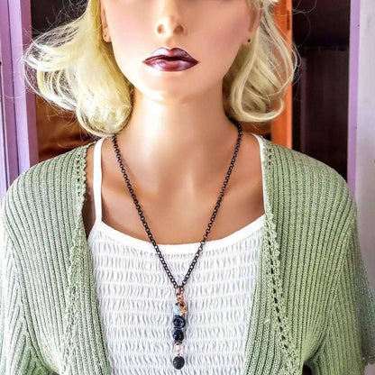 Child Abuse Awareness Agate Necklace With Lava Rock Bead