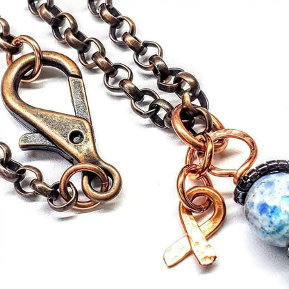 Child Abuse Awareness Agate Necklace With Lava Rock Bead