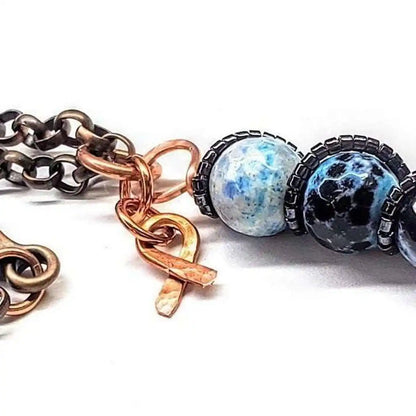 Child Abuse Awareness Agate Necklace With Lava Rock Bead