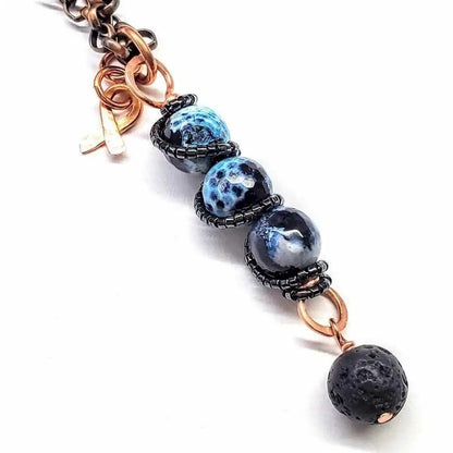 Child Abuse Awareness Agate Necklace With Lava Rock Bead
