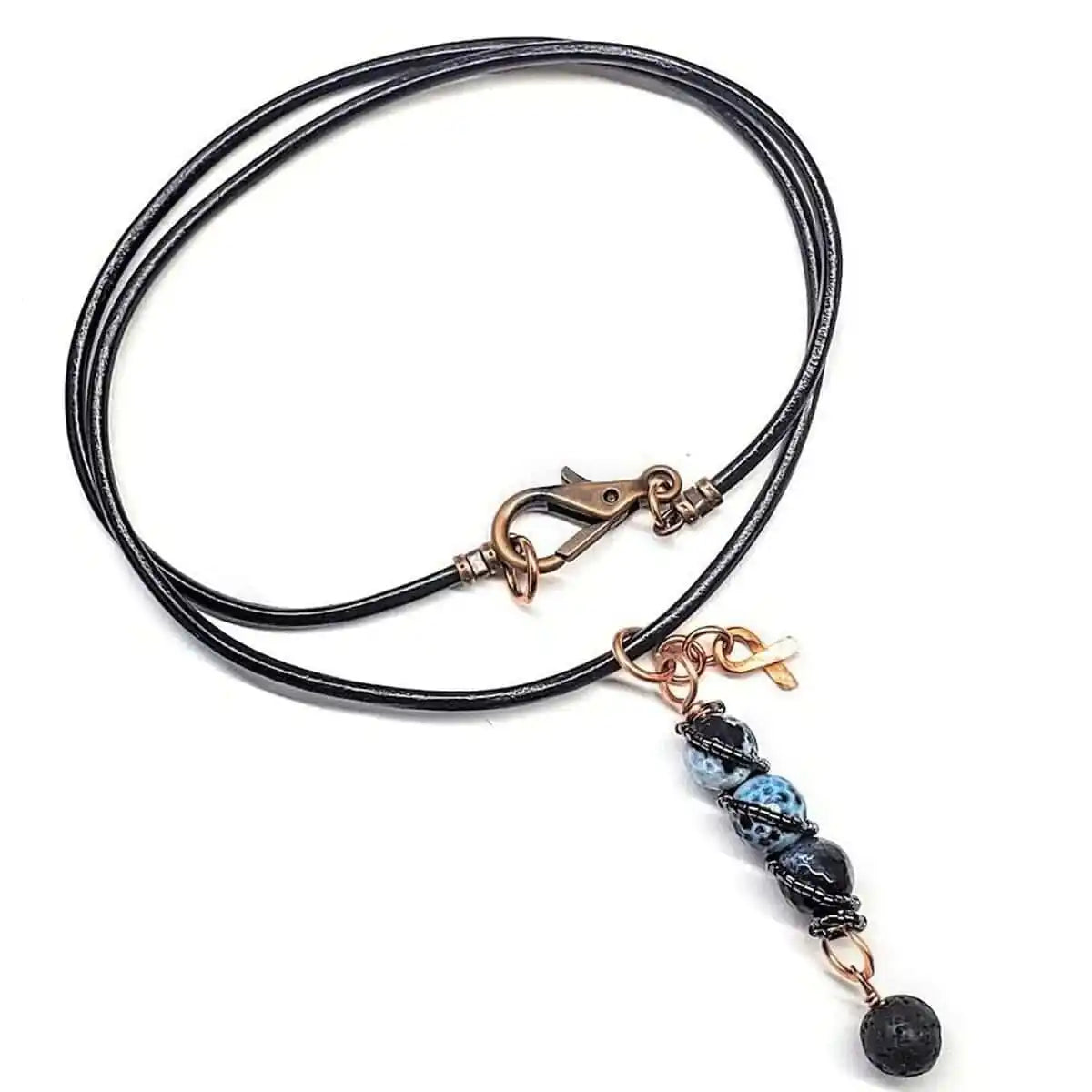 Child Abuse Awareness Agate Necklace With Lava Rock Bead