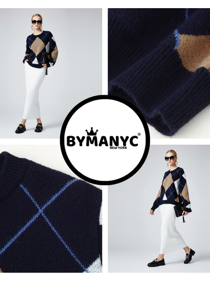 Classic Argyle Diamond Knit Sweater • BYMANYC ® New York