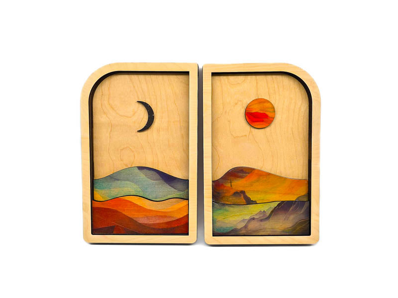 Sun and Moon Wall Art | Handmade Wooden Celestial Decor