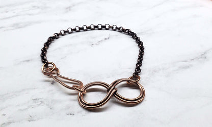 Wire Sculpted Copper Double Infinity Chain Bracelet