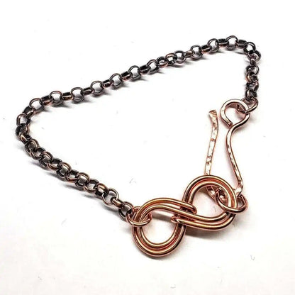 Wire Sculpted Copper Double Infinity Chain Bracelet
