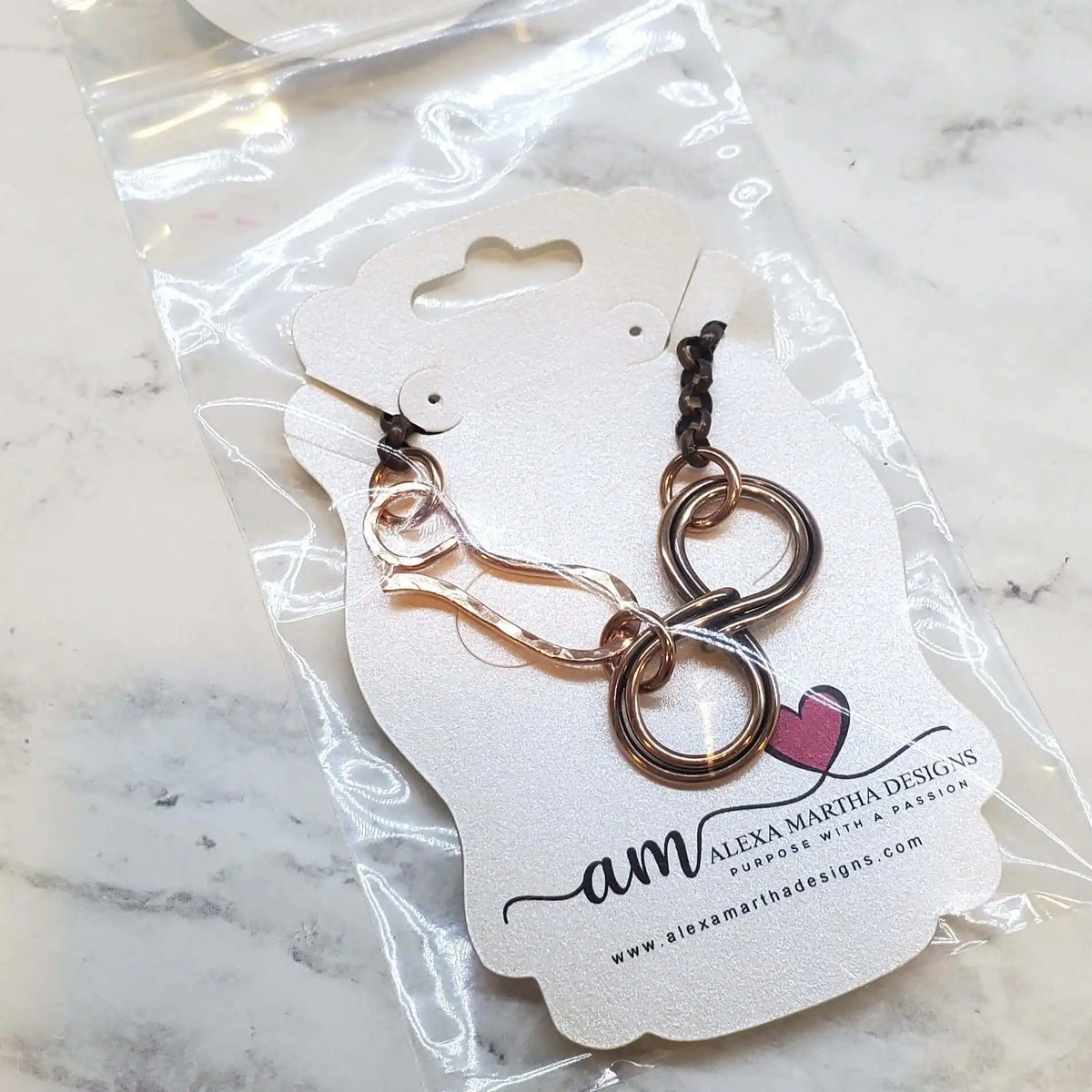 Wire Sculpted Copper Double Infinity Chain Bracelet