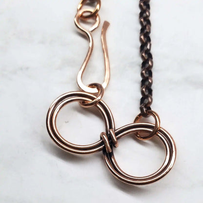 Wire Sculpted Copper Double Infinity Chain Bracelet