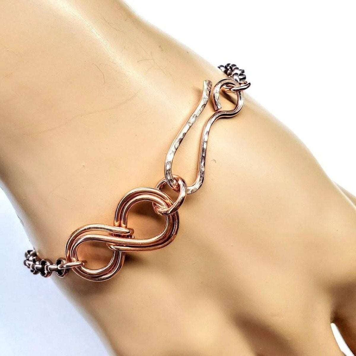 Wire Sculpted Copper Double Infinity Chain Bracelet
