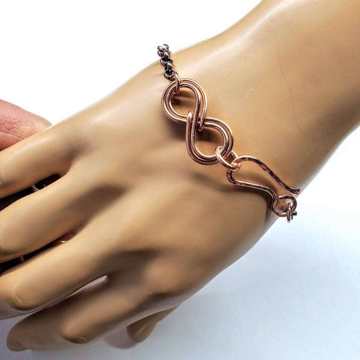 Wire Sculpted Copper Double Infinity Chain Bracelet