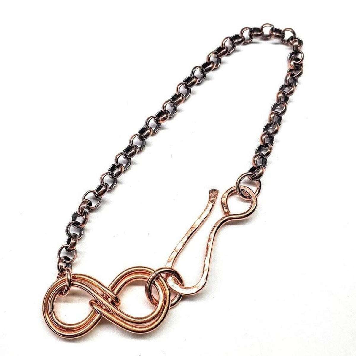Wire Sculpted Copper Double Infinity Chain Bracelet