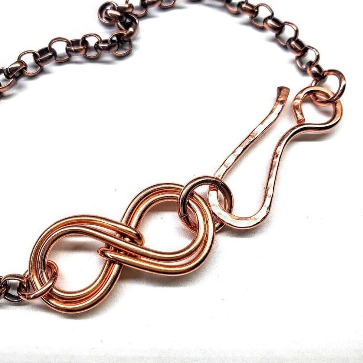 Wire Sculpted Copper Double Infinity Chain Bracelet
