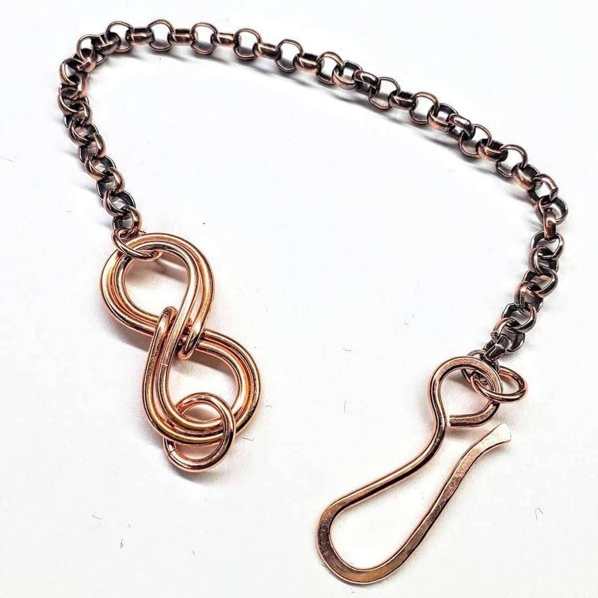 Wire Sculpted Copper Double Infinity Chain Bracelet