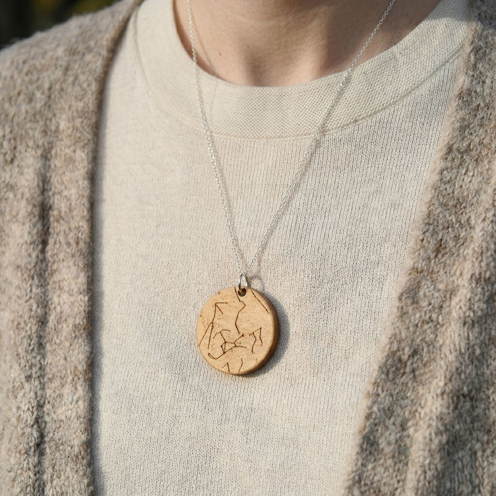 Personalized Star-Chart Olivewood Necklace