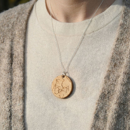 Personalized Star-Chart Olivewood Necklace