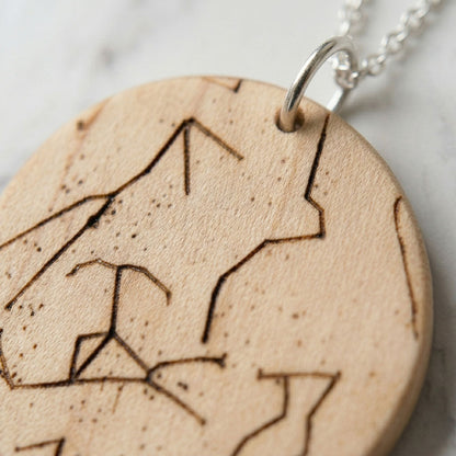 Personalized Star-Chart Olivewood Necklace
