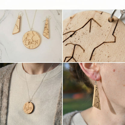 Personalized Star-Chart Olivewood Necklace