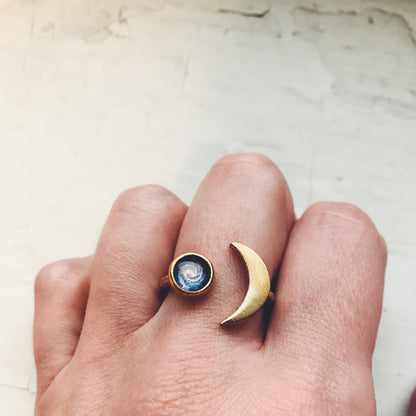 Crescent Moon Galaxy Space Ring