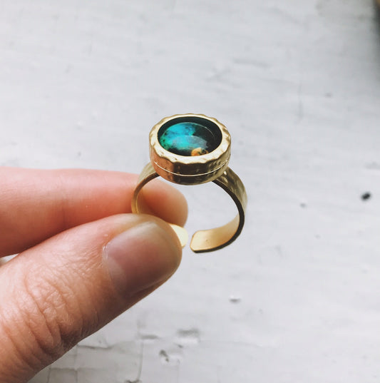 CLEARANCE Hammered Adjustable Galaxy Space Ring