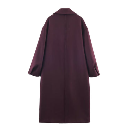Women's Burgundy Oversized Long Wool-Blend Coat BYMANYC ® New York CONTEMPORARY VIBRANT MODERN FASHION - New Collection