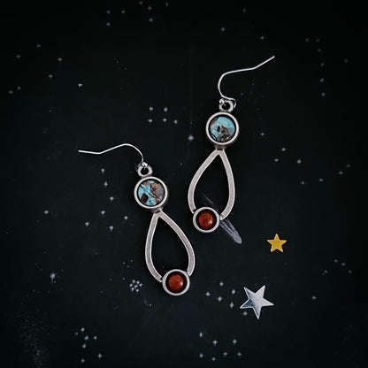 Journey to Mars Earrings - Copper Chrysocolla Earth and Red Jasper Mars