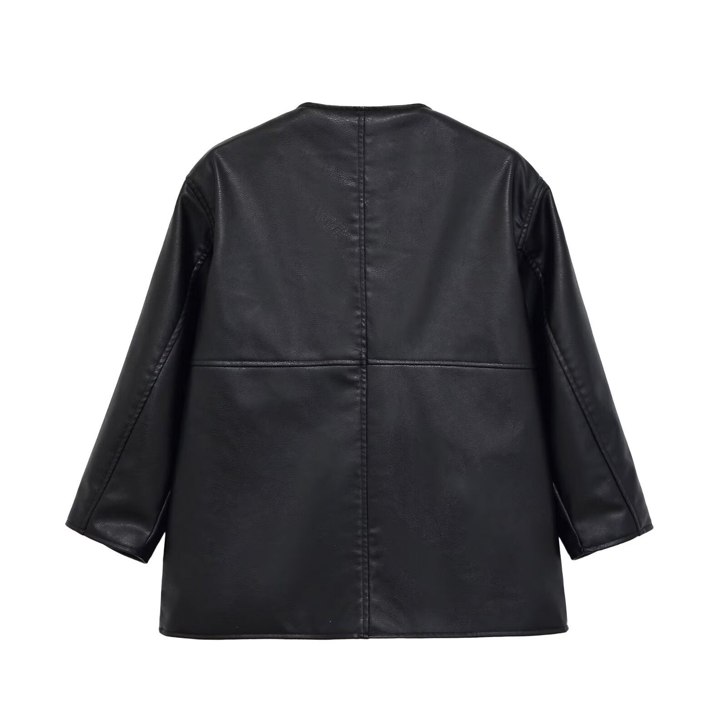Women's Collarless Faux Leather Open-Front Jacket BYMANYC ® New York CONTEMPORARY VIBRANT MODERN FASHION - New Collection